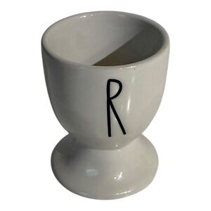RAE DUNN by Magenta - Ivory‎ "R" EGG CUP Egg Holder Stoneware 2.5"H Mint Cond